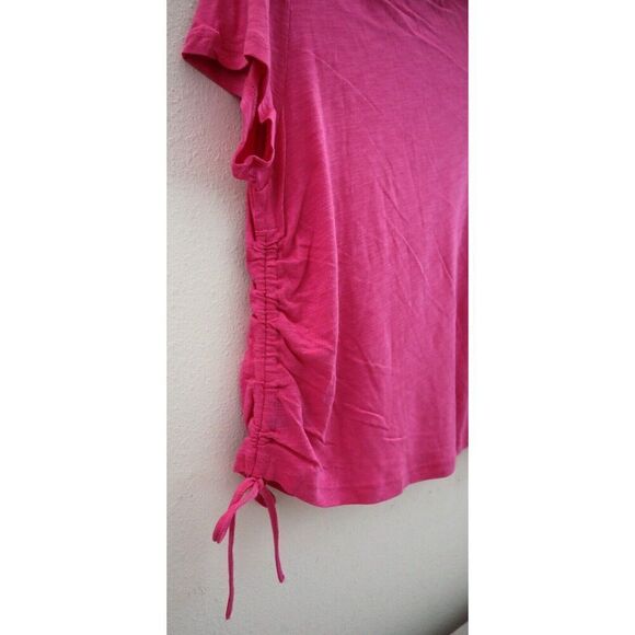 Sanctuary CT3342XK6 Women's Sz Large Tart Pink Side Drawstring Crew Neck T-Shirt - Picture 5 of 7